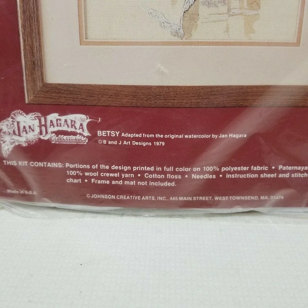 Needle Treasures Jan Hagara 1979 BETSY Crewel Needlepoint USA 10x14